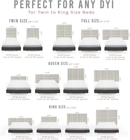 Vänt Upholstered Wall Panels - King/Cal King Size Wall Mounted Headboards - Vintage Leather Light Grey - Twin/King - Set of 4 Panels (Each Individual Panel 39"x11.5")