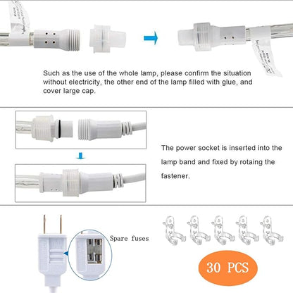 100ft LED Rope Lights Outdoor, 720 LED Connectable and Flexible Tube Lights with 8 Modes, Waterproof LED Rope Lighting for Garden, Patio, Pool, Bedroom, Party, Indoor Outdoor Decoration (White)