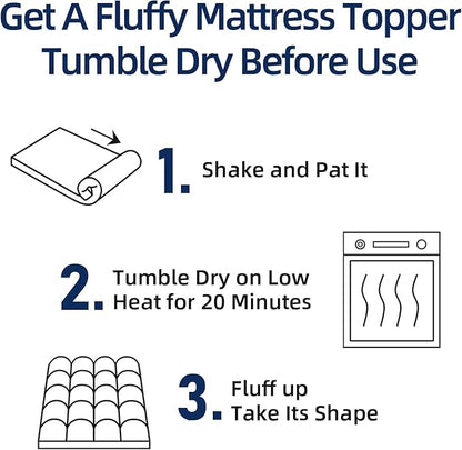 Mattress Topper Queen for Back Pain, Extra Thick Mattress Pad Cover, Plush Pillow Top, Deep Elastic Pocket, Grey, 60"X80"+20"