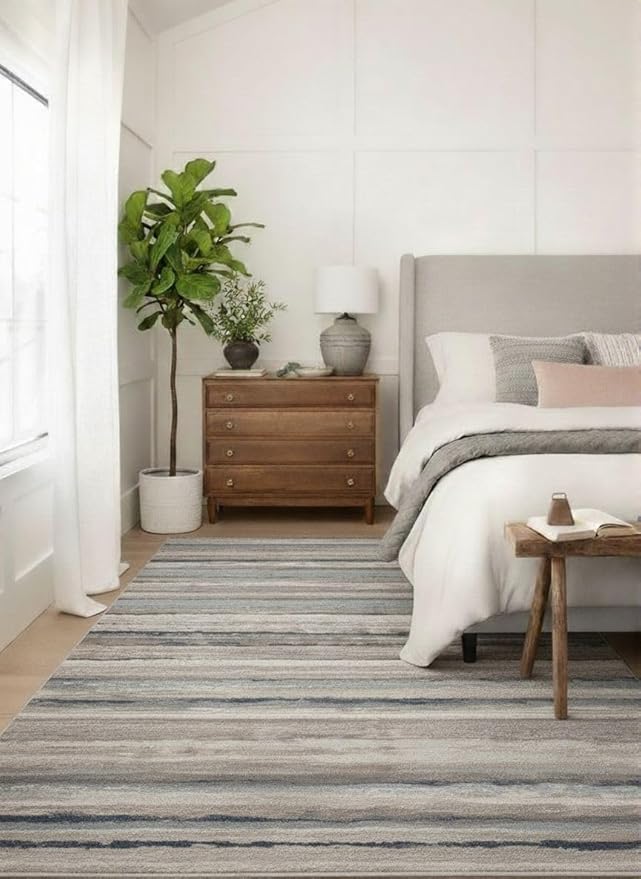 RUG BRANCH Havana 5' x 8' (5'3" X 7'7") Scandinavian Indoor Area Rug, Contemporary, Blue Brown - Living Room, Bedroom, Dining Room, and Kitchen