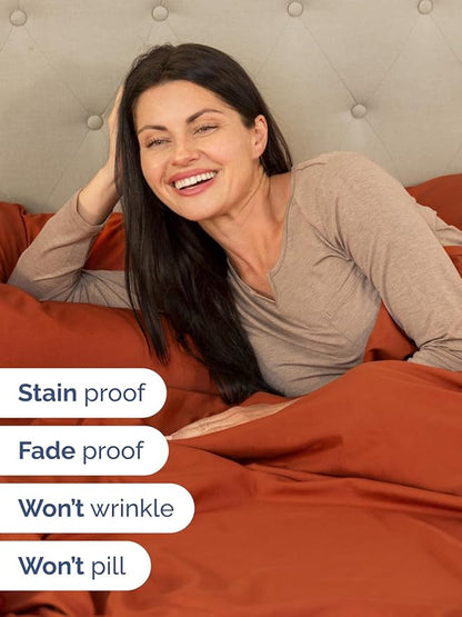 Extra Deep Cal King Sheet Set - 6 Piece Breathable and Cooling Sheets - Hotel Luxury Bed Sheets Set - Easy Fit - Soft, Wrinkle Free and Comfy Sheets Set - Terracotta Sheet Set with Extra Deep Pockets