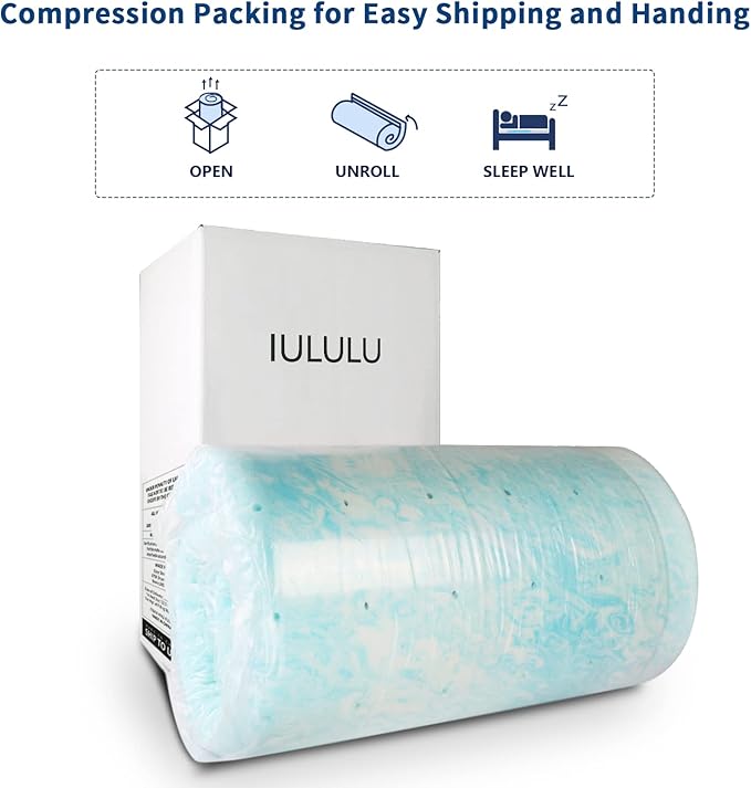 IULULU Mattress Topper, 4 Inch Gel Memory Foam Mattress Topper, Queen, CertiPUR-US Certified