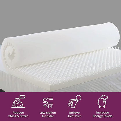 Mayton Convoluted Egg Shell 2-inch Breathable Foam Bed Topper | Makes Mattresses Comfortable and Relaxing, Provides Faster Pain Relief and Provides Orthopedic Beneficial Support, King, Off-White