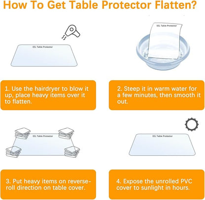 60 x 120 Inch Clear Plastic Dining Table Protector Tablecloth Desk Pad Mat Wooden Furniture Coffee Glass Conference Activity Banquet Table Cloth Top Protection Countertop Cover Waterproof PVC Vinyl