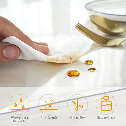 Deep Dream 1.5mm Clear Desk Cover Protector, 35×70 Inch Clear Desk Cover, Clear Desk Mat, Table Cover Tablecloth Protector Rectangle, Table Protector for Dining Room Table