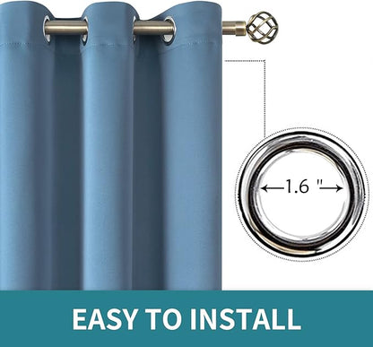 BGment Blackout Curtains for Bedroom - Grommet Thermal Insulated Room Darkening Curtains for Living Room, Set of 2 Panels (38 x 84 Inch, Faded Denim)