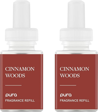 PuraHome Scent Refill - Smart Home Air Diffuser - Up to 120-Hours of Luxury Fragrance per Refill - Home Essential - Clean & Safe Diffuser Fragrance - 2 Pack, Cinnamon Woods