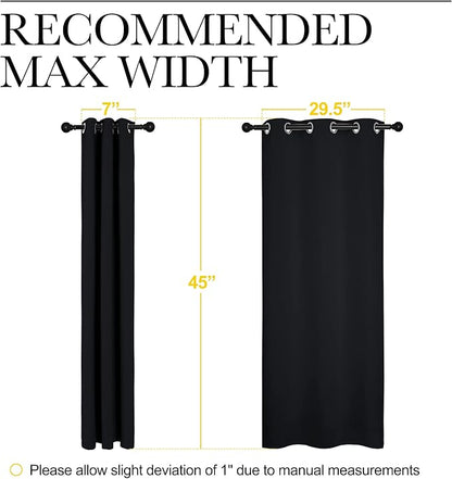 NICETOWN Halloween Bathroom Blackout Curtains and Drapes, Black Solid Thermal Insulated Grommet Blackout Drapery Panels for Window (2 Panels, 34 inches Wide by 45 inches Long, Black)