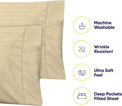 Cal King Size Bed Sheets - 6 Piece 1500 Supreme Collection Fine Brushed Microfiber Deep Pocket California King Sheet Set Bedding - 2 Extra Pillow Cases, Great Value, California King, Dobby Sage