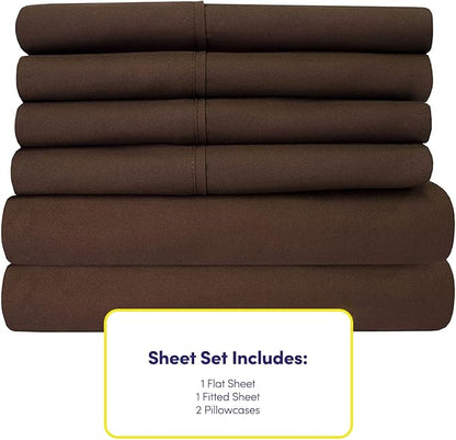 Twin Size Bed Sheets - 4 Piece 1500 Supreme Collection Fine Brushed Microfiber Deep Pocket Twin Sheet Set Bedding - 1 EXTRA PILLOW CASES, GREAT VALUE, Twin, Brown