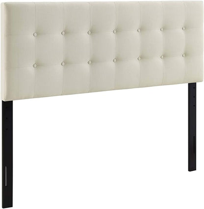 Modway Emily Tufted Button Linen Fabric Upholstered King Headboard in Ivory