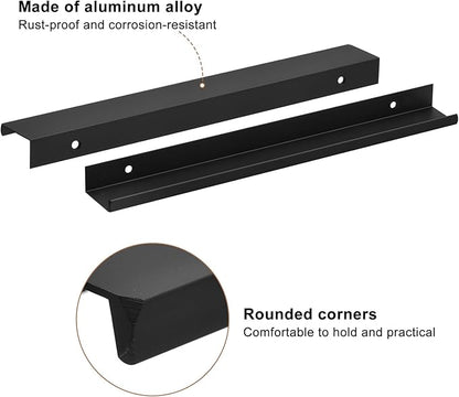 uxcell Cabinet Finger Edge Pull, 3pcs 250mm / 9.84" Aluminum Alloy Back Mount Hidden Cabinet Pulls Concealed Handle for Home Kitchen Drawer Cabinet, Black