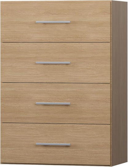 ROOMTEC 25.5" 4 Drawer Short Tower Closet Unit, Modular Closet System with Drawers and Shelf, Wardrobe Organizer for Bedroom or Walk-in Closet, Wall Mounted, Customizable Clothes Storage Unit, Wood