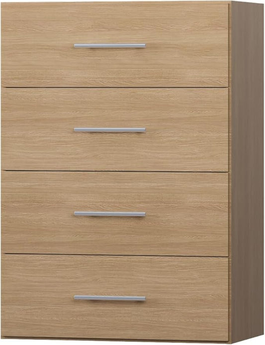 ROOMTEC 25.5" 4 Drawer Short Tower Closet Unit, Modular Closet System with Drawers and Shelf, Wardrobe Organizer for Bedroom or Walk-in Closet, Wall Mounted, Customizable Clothes Storage Unit, Wood