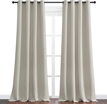 NICETOWN Natural Room Darkening Curtains 102" Long for Boho Farmhouse Home Decoration, 55" Wide, Set of 2, Window Treatment Total Privacy Drape Panels for Bedroom Living Room