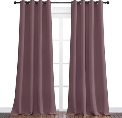 NICETOWN Dry Rose Blackout Curtains 102" Long for Office, Dining Room, Guest Room, 55" Wide, 2 Pieces, Sound Reducing Heat and Cold Block Curtain Panels for Modern Room Decorative