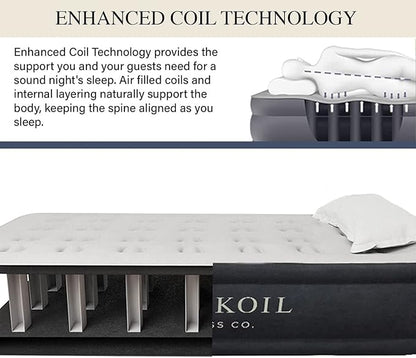 King Koil Plush Pillow Top Luxury Twin Air Mattress with Built-in High-Speed Pump for Camping, Home & Guests - 16" Airbed Inflatable Blow Up Mattress, Waterproof, 1-Year Manufacturer Warranty.