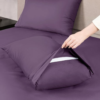 Mejoroom Full Size Sheet Sets - 1800 Collection Microfiber Bed Sheet Set with 16 Inch Deep Pocket Fitted Sheet, Soft, Breathable, Wrinkle, Fade & Stain Resistant - 4 Piece (Full, Purple)