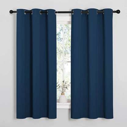 NICETOWN Bedroom Curtain Panels Blackout Draperies, Thermal Insulated Solid Grommet Blackout Curtains/Drapes (Moroccan Blue, 1 Pair, 29 by 40-inch)