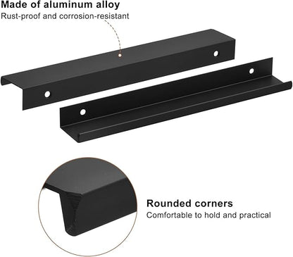 uxcell Cabinet Finger Edge Pull, 5pcs 200mm / 7.87" Aluminum Alloy Back Mount Hidden Cabinet Pulls Concealed Handle for Home Kitchen Drawer Cabinet, Black