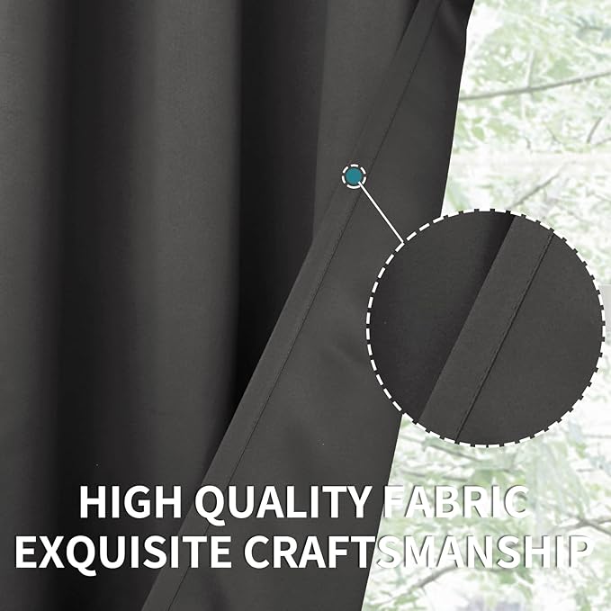 BGment Blackout Curtains for Living Room - Grommet Thermal Insulated Room Darkening Curtains for Bedroom, 2 Panels of 52 x 95 Inch, Dark Grey