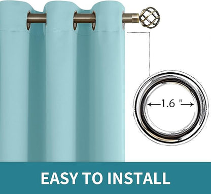 BGment Blackout Curtains - Grommet Thermal Insulated Room Darkening Bedroom and Living Room Curtains, Set of 2 Panels (52 x 63 Inch, Baby Blue)