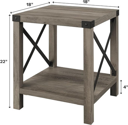 Walker Edison Sedalia Modern Farmhouse Metal X Side Table, 18 Inch, Grey Wash