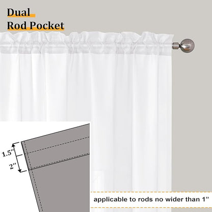 Aiyufeng Long Sheer White Curtains - Transparent Light Weight Soft Window Treatment Curtain Panels with Rod Pocket Top for Patio Door/Living Room (W42 x L90, 2 Panels)