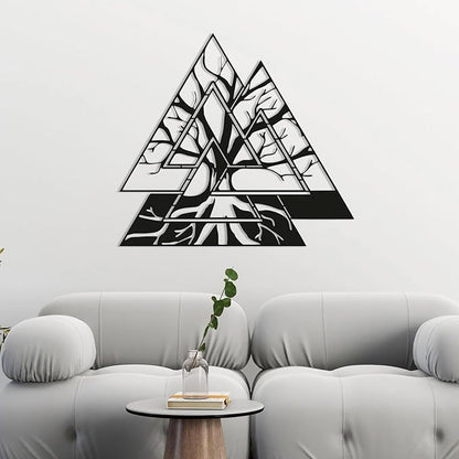 Veplsur Tree of Life Metal Wall Art, Norse Viking Decor, Pagan Wall Decor, Scandinavian Home Decor, Godly Home Decor (Silver, 19"x19")