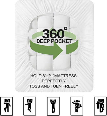 Full Size Mattress Topper for Back Pain,Premium Viscose Made from Bamboo 1200 GSM Extra Thick Mattress Pad,Quilted Fitted Pillow Top Mattress Cover with Deep Pocket Up to 21 Inches（54 * 75inch）