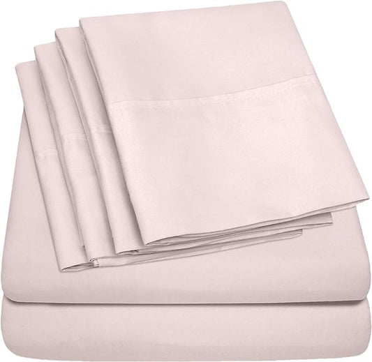 King Size Bed Sheets - 6 Piece 1500 Supreme Collection Fine Brushed Microfiber Deep Pocket King Sheet Set Bedding - 2 Extra Pillow Cases, Great Value, King, Pale Pink