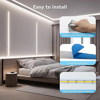 A 5V USB LED Light Strip, COB LED Strip Lights, White 5V LED Lights, Small LED Strip Light, TV Lights for TV Under Cabinet Kitchen Living Room Shelving or Displays (White, 3.28FT x2)
