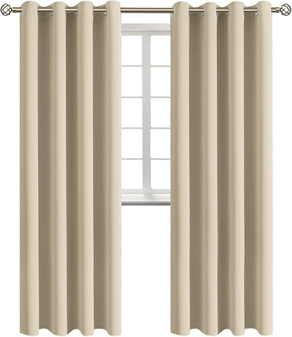 BGment Room Darkening Curtains 108 Inches Long - Grommet Thermal Insulated Drapes Window Treatment Curtains for Bedroom, 2 Panels, 52 x 108 Inch, Beige