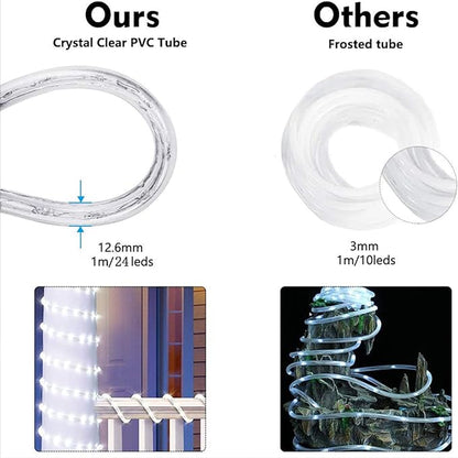 200ft LED Rope Lights Outdoor, 1440 LED Flexible Tube Lights with 8 Modes, Waterproof LED Rope Lighting for Outside, Garden, Patio, Bedroom, Party, Pool, Fences, Indoor Outdoor Decoration (White)