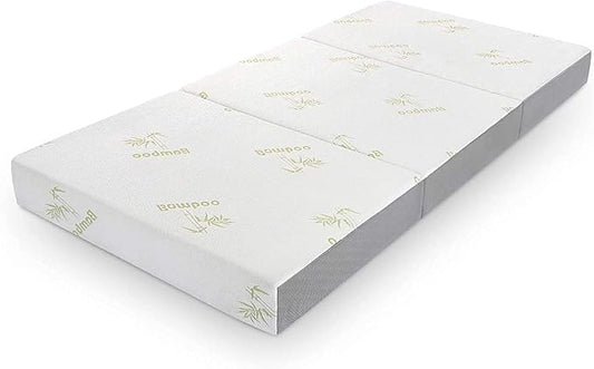Inofia Folding Mattress, 6 Inch Trifold Memory Foam Mattress with Ultra Soft Removable Cover, Non-Slip Bottom & Breathable Mesh Sides, Foldable & Portable - Cot Size (75" x 31" x 6")