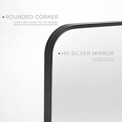 28" x 36" Pivot Rectangle Bathroom Mirror Tilting Beveled Black Metal Framed Vanity Mirrors for Wall, Tempered Glass