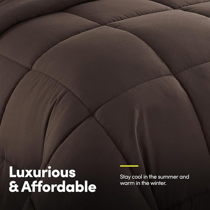 King Size Comforter Set with Sheets - 7-Piece Bedding Collection - 1 Comforter, 1 Fitted Sheet, 1 Flat, 4 Pillowcases - Deep Pocket - Soft & Premium Quality - Ideal for All Seasons, Chocolate Brown