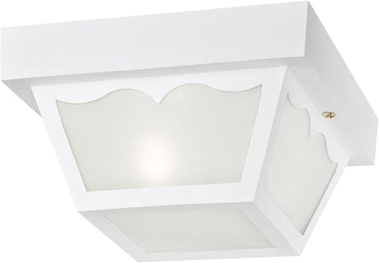 Westinghouse 6697500 Traditional One-Light Outdoor Flush-Mount Fixture, White Finish on Polypropylene, Frosted Glass Panels
