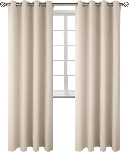 BGment Blackout Curtains - Grommet Thermal Insulated Room Darkening Bedroom and Living Room Curtains, Set of 2 Panels (55 x 69 Inch, Champagne)