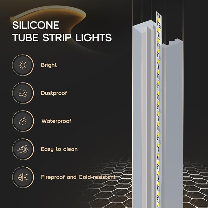 LED Strip Lights Neutral White 4000K,16.4ft 110-120V Neon Rope Lights,Flexible Silicone Outdoor Waterproof Neon Strip Lights for Bedroom,Mirror,Kitchen Cabinet, Living Room,Halloween Decor