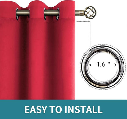 BGment Christmas Room Darkening Curtains 84 Inches Long - Grommet Thermal Insulated Drapes Window Treatment Curtains for Bedroom, 2 Panels, 52 x 84 Inch, Red