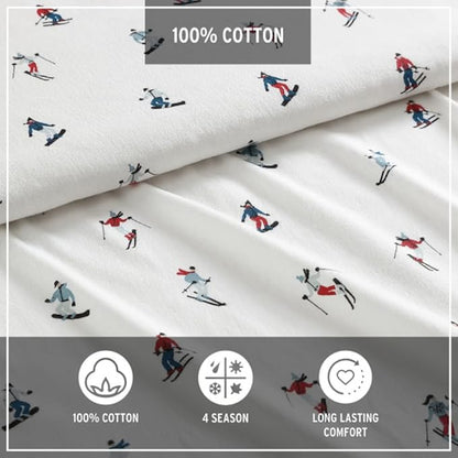 Eddie Bauer - Queen Sheets, Cotton Flannel Bedding Set, Brushed for Extra Softness, Cozy Home Decor (Rookeries, Queen)