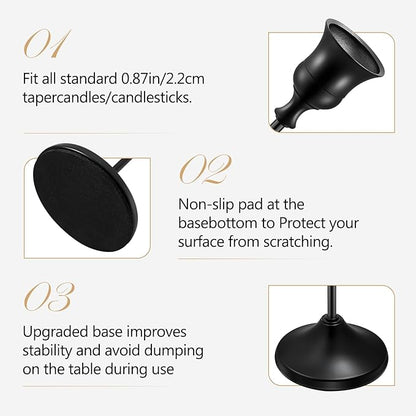 Candlestick Holders 6 PCS Metal Taper Candle Holders, KSWING Black Candle Stick Holders Set, Perfect for Table Centerpiece Mantel Party Wedding Christmas Home Decor, Set of 6
