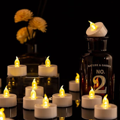 LED Tea Lights Candles- 100PACK Warm Yellow Flameless Candles Realistic and Bright Flickering Long Lasting 200Hours for Holiday Celebration,Party,Home Decoration,Battery Operated