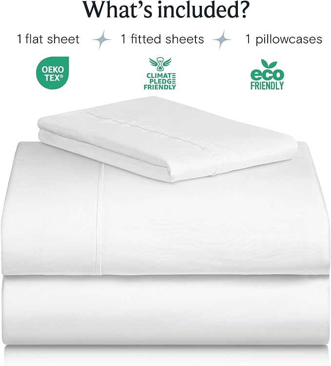 LuxClub 3 PC Sheet Bed Sheets Deep Pockets Wrinkle Free Kids Fitted Sheets Machine Washable Hotel Bedding Silky Soft - White Twin