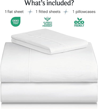 LuxClub 3 PC Sheet Bed Sheets Deep Pockets Wrinkle Free Kids Fitted Sheets Machine Washable Hotel Bedding Silky Soft - White Twin
