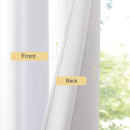 NICETOWN 100% Blackout Window Curtain Panels 68 inch Length for Living Room, Set of 2, Snow White, 55 inches Wide, Thermal Insulated Drapes