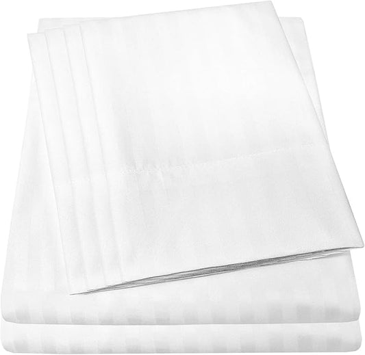Cal King Size Bed Sheets - 6 Piece 1500 Supreme Collection Fine Brushed Microfiber Deep Pocket California King Sheet Set Bedding - 2 Extra Pillow Cases, Great Value, California King, Dobby White
