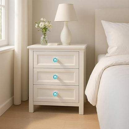 DEELF 30 Packs Kitchen Cabinet Knobs, 30 mm Crystal Cabinet Knobs, Diamond Dresser Handle Drawer Pulls, Dresser Knobs for Cabinets and Drawers, Light Blue