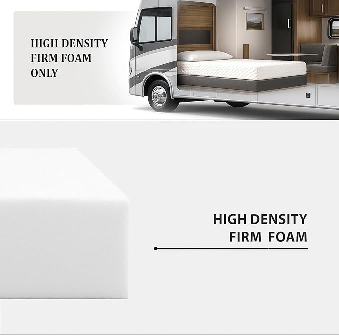 Foamma 7” x 48” x 75” Truck, Camper, RV High-Density Bunk Mattress Foam Replacement, Made in USA, Comfortable, Travel Trailer, CertiPUR-US Certified, Cover Not Included